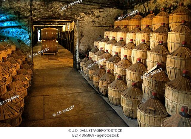 'Paradis' aging cellar at the Samalens armagnac estate, at Laujusan, where perhaps 80 of all the very old Armagnac are, Gers, Midi-Pyrenees, France