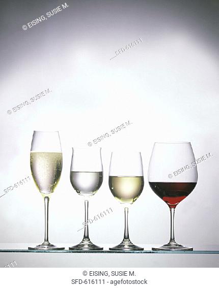 Still Life, Assorted Wine and Champagne in Glasses