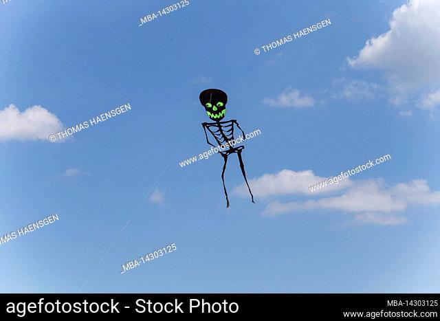 CONEY ISLAND, New York City, NY, USA, a skeleton kite at Coney Island Beach