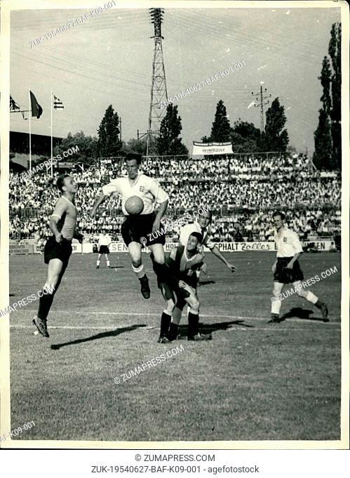 Jun. 27, 1954 - 27-6-54 Uruguay beat England in World Cup Match ?¢‚Ç¨‚Äú England were beaten by four goals to two in the World Cup match against Uruguay...