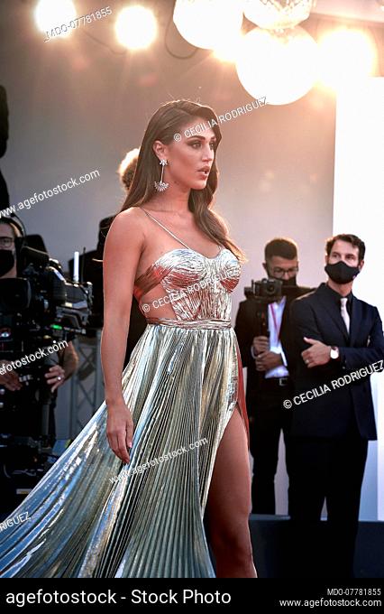 Argentine showgirl Cecilia Rodriguez at the 77 Venice International Film Festival 2020. Padrenostro Red Carpet. Venice (Italy), September 4th, 2020