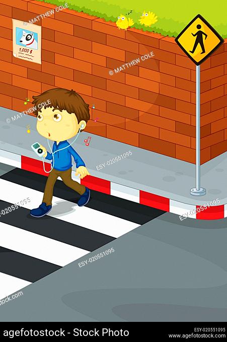 Boy crossing road