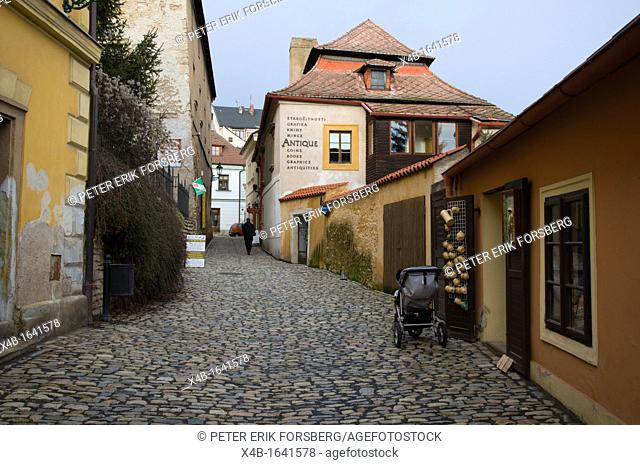 Barborska pedestrian cobblestone street Kutna Hora city Czech Republic Europe