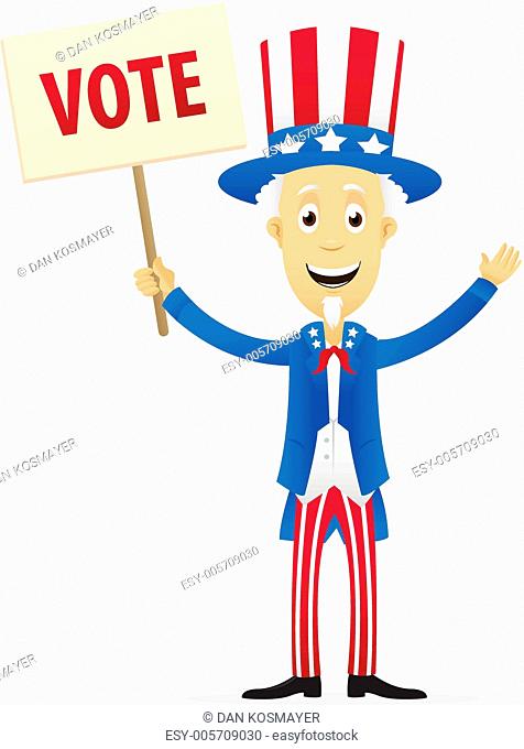 vector image of uncle sam holding vote placard