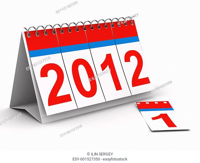 2012 year calendar on white backgroung. Isolated 3D image