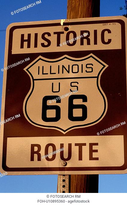 road sign, Route 66, Springfield, IL, Illinois, Historic Route 66 road sign in Springfield, Illinois