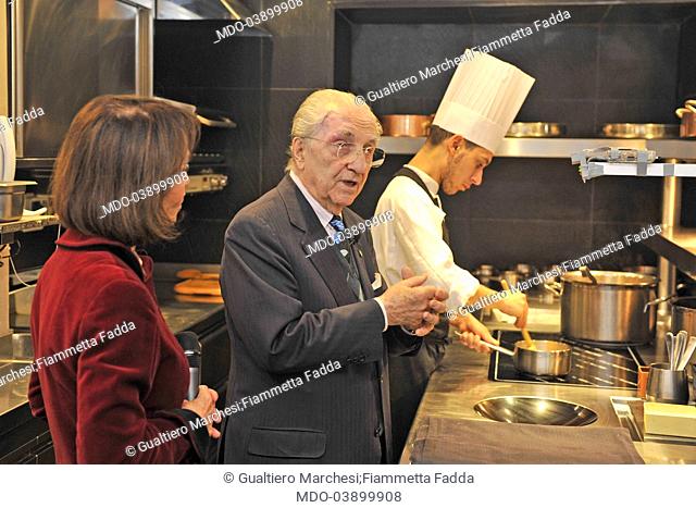 Show cooking of the chef Gualtiero Marchesi at the restaurant Il Marchesino, attended by the food and wine journalist Fiammetta Fadda for the event Panorama...