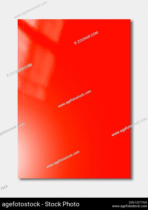 Red booklet cover isolated on grey background, mockup template