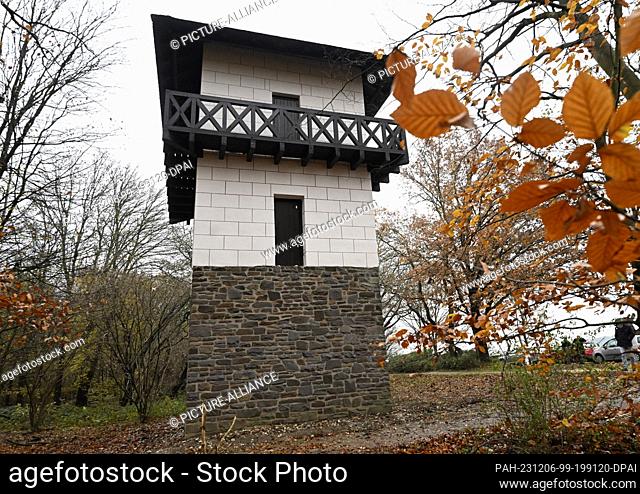 06 December 2023, North Rhine-Westphalia, Neuss: View of the reconstructed watchtower from Roman times after renovation. Following renovation work, a circular
