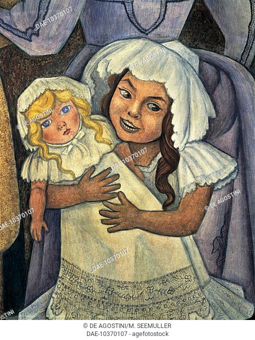 Mexico - Mexico City - Del Prado Hotel - A Dream of a Sunday Afternoon in Alameda Park (1947-48), a mural by Diego Rivera (1886-1957) - Detail: little girl with...