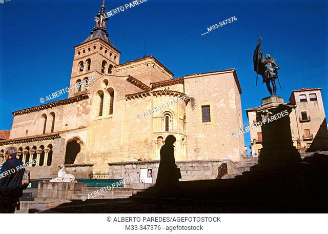Church of San Martín and Juan Bravo's statue. Segovia. Spain