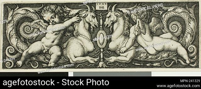 Ornament with Two Genii Riding Chimerical Beasts - 1544 - Sebald Beham German, 1500-1550 - Artist: Hans Sebald Beham, Origin: Germany, Date: 1544