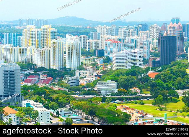 Aerial view of Singapore living district, real estate , apartment buildings
