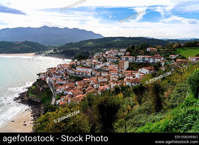 A beautiful small village on the coast of Asturias nestled on a hillside