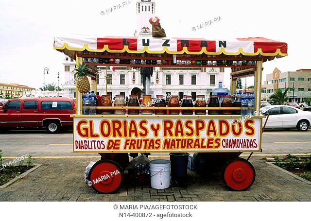Mexico. Veracruz. Stall of 'raspados', mexican food. Macro plaza (Malecon)