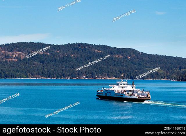 Die Skeena Queen, eine Fähre der BC Ferries im Meer zwischen den Gulf Islands bei Vancouver Island, British Columbia, Kanada