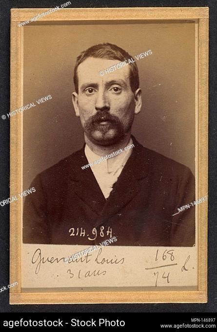 Guénant. Louis, Désiré. 31 ans, né à Paris XVIIIe. Comptable. Anarchiste. 2/3/94. Artist: Alphonse Bertillon (French, 1853-1914); Date: 1894; Medium: Albumen...