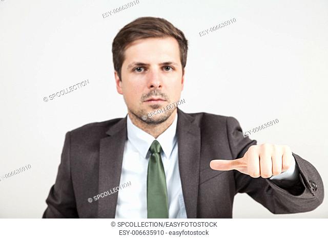 hands of businessman with thump in middle
