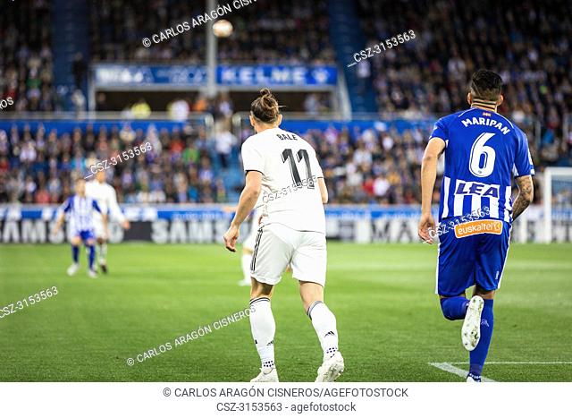 Gareth Bale, Real Madrid player, in action during a Spanish League match between Alaves and Real Madrid