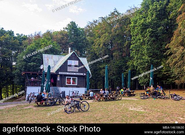 Sväty Jur (Sankt Georgen), rest area Biely kriz (White Cross) with hut Klinec in Male Karpaty (Little Carpathians), Slovakia