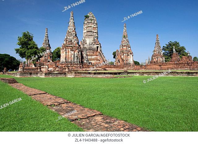 Wat Chai Watthanaram temple made of bricks. Thailand, Ayutthaya, Wat Chai Watthanaram