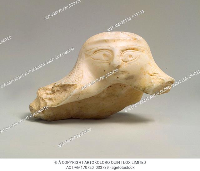 Fragment of a shell with a sculpted female head, Iron Age II, ca. 7th century B.C., Levant or Mesopotamia, Shell (Tridacna squamosa), 2 x 3 1/8 in. (5