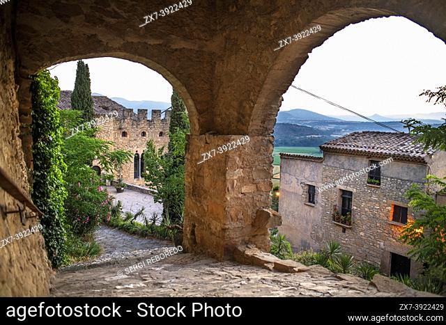 Village and Castle of Montsonis in Foradada, Lleida province, Catalonia Spain. . . The current complex, close to the ruins of the medieval enclave