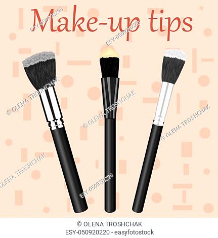 Professional Makeup Brushes kit. For concealer and Make-up tips text