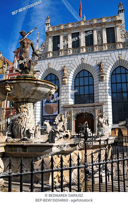 Neptune's fountain in Gdansk, Pomeranian Voivodeship, Poland