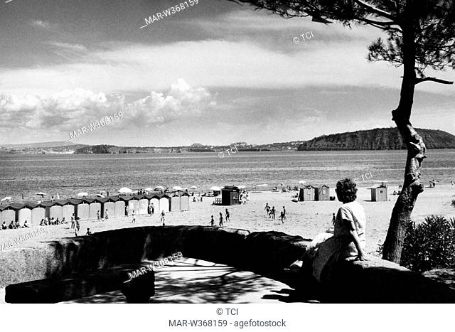 beach, ischia, campania, italy 1945-50