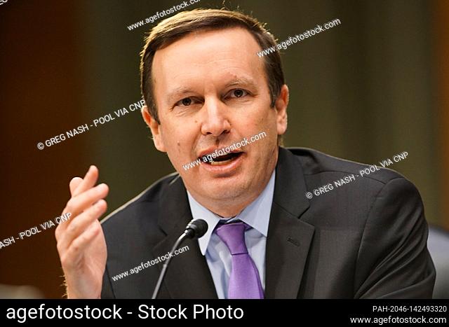 United States Senator Chris Murphy (Democrat of Connecticut) asks questions during a Senate Health, Education, Labor and Pensions Committee hearing to discuss...