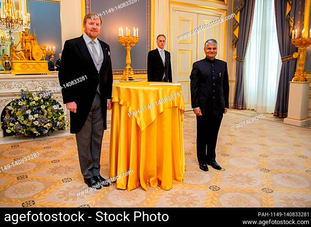 King Willem-Alexander of The Netherlands at Palace Noordeinde in The Hague, on March 17, 2021, to receive the credentials of the ambassador of the Republic...
