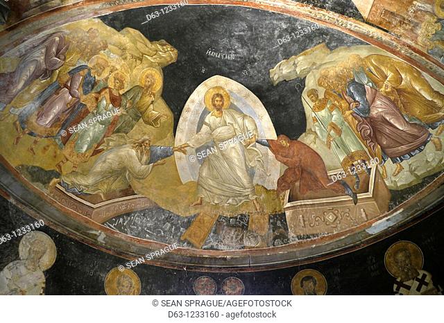The Anastasis fresco in the parekklesion of the Chora Church, Istanbul, Turkey