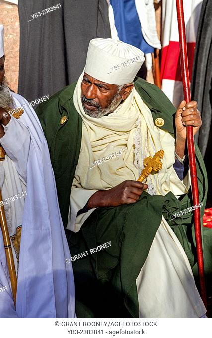 Church Priests and Deacons Taking Part In The Christmas Day Celebrations At Beite Maryam Church, Lalibela, Ethiopia