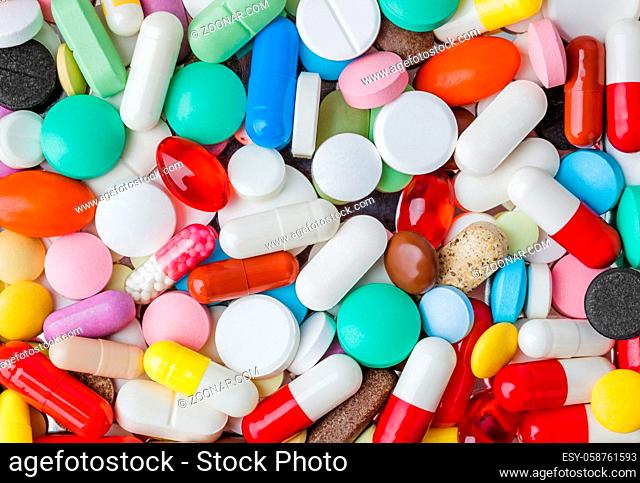 Heap of pills - abstract medical background
