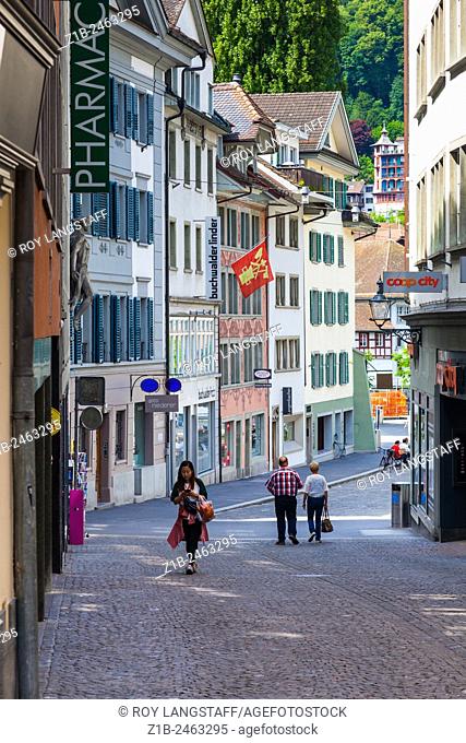 A quiet Sunday morning in the old town of Lucerne, Switzerland