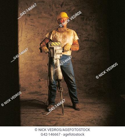 Worker with jackhammer