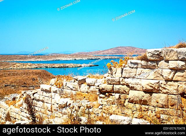 in delos greece the historycal acropolis and  old ruin site