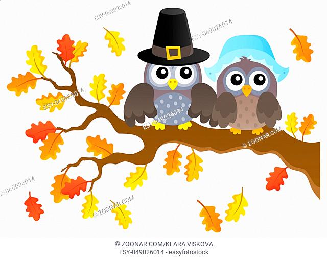 Thanksgiving owls thematic image 1 - picture illustration