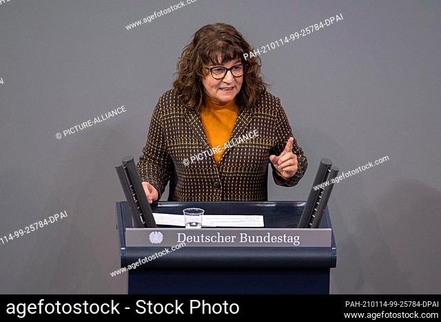 14 January 2021, Berlin: Martina Stamm-Fibich (SPD), member of the German Bundestag, speaks at the plenary session in the German Bundestag on the topic of the...