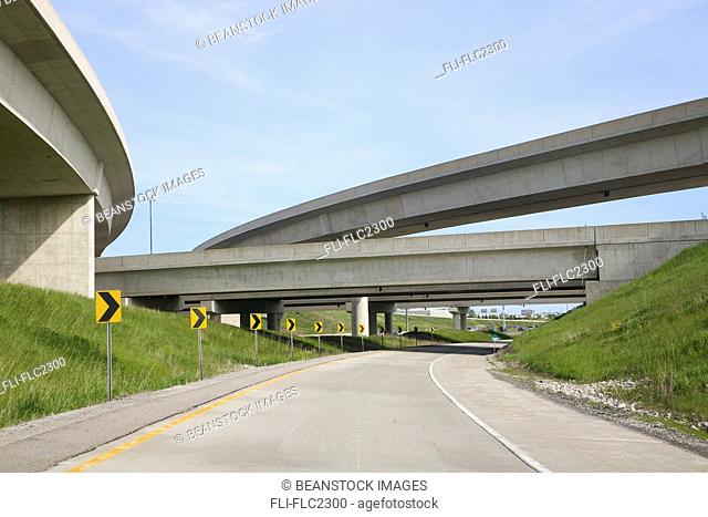Highway on-ramp and overpass 407 & DVP Markham, Ontario, Canada