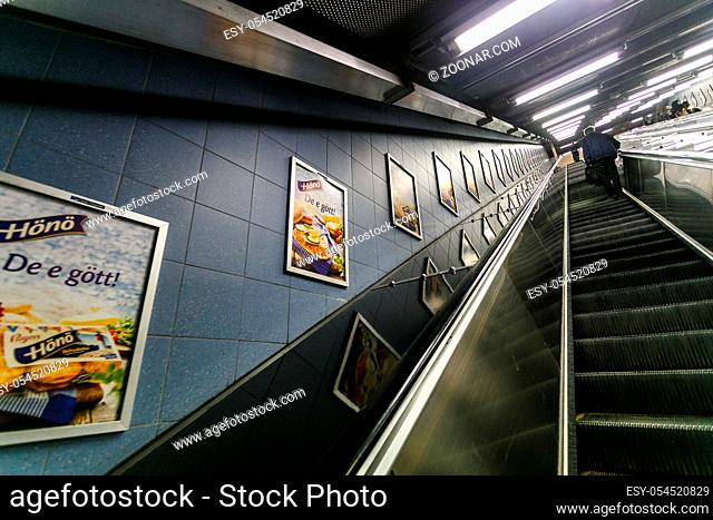 STOCKHOLM, SWEDEN - MARCH 10, 2017. Stockholm underground metro station T-Centralen - one of the most beautiful metro station, opened in 1957