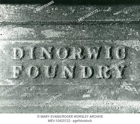 A foundry mark in the blacksmith's shop at Dinorwig (or Dinorwic) Slate Quarry, near Llanberis, North Wales