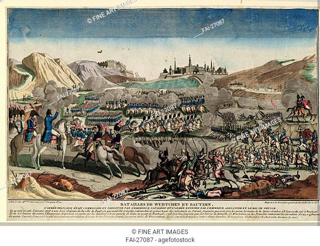 The Battle of Bautzen by Anonymous /Etching, watercolour/Classicism/1813/France/Private Collection/43, 7x30, 8/History/Graphic arts/Die Schlacht bei Bautzen von...