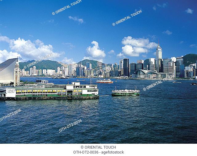 Victoria harbour with Star Ferry Pier, Hong Kong