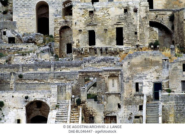 Houses in Sasso Barisano, Sassi di Matera (UNESCO World Heritage List, 1993), Basilicata, Italy