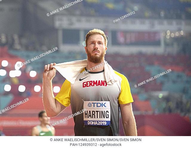 Christoph HARTING (Germany), 14th place, with towel around his neck, discus throw Qualification of the men, on 28.09.2019 World Championships 2019 in Doha /...