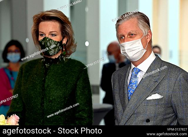 King Philippe - Filip of Belgium and Queen Mathilde of Belgium pictured during a royal visit to the Alexianen psychiatric hospital in Tienen on Wednesday 17...