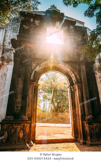Old Goa, India. Old St. Paul's College Gate. Famous Landmark And Historical Heritage. St. Paul's College Was A Jesuit School, And Later College
