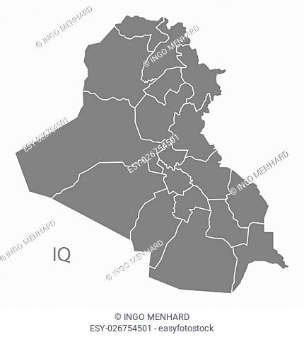 Iraq governorates Map grey